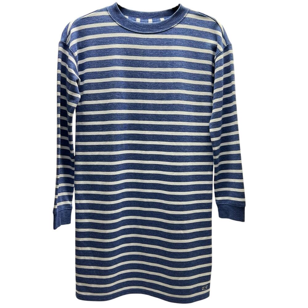 Vineyard Vines Girl's Sweatshirt Dress Striped Blue & White Size Large